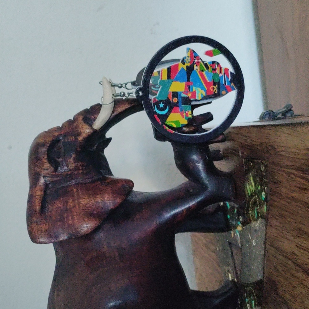 African wooden earings